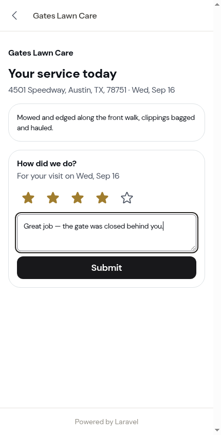Choosing stars and writing a comment