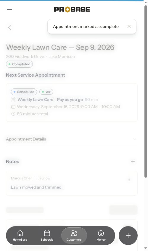 Completed appointment with no extra scheduling step