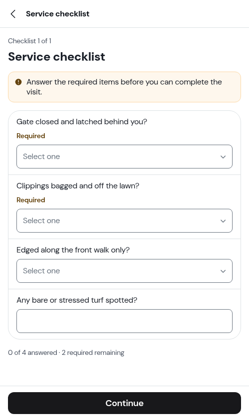 The checklist step on the way to completion