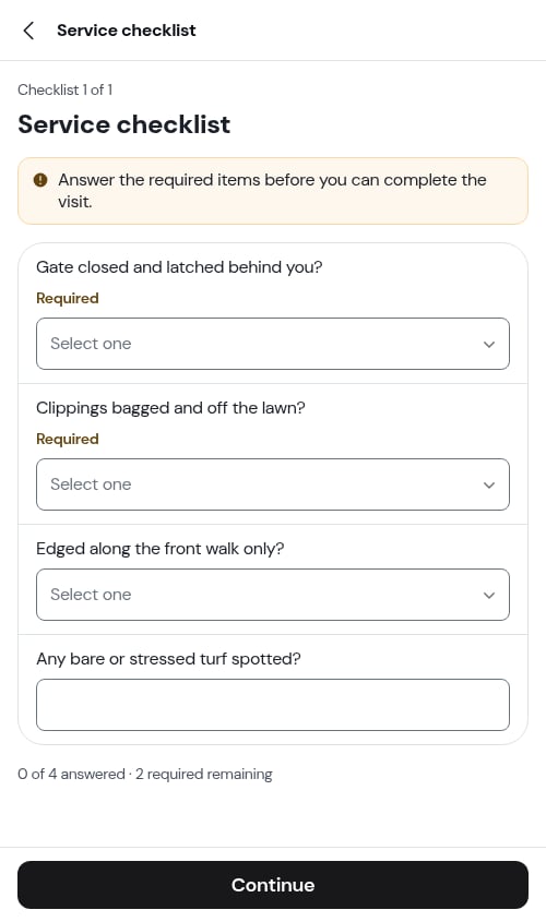 The checklist step on the way to completion
