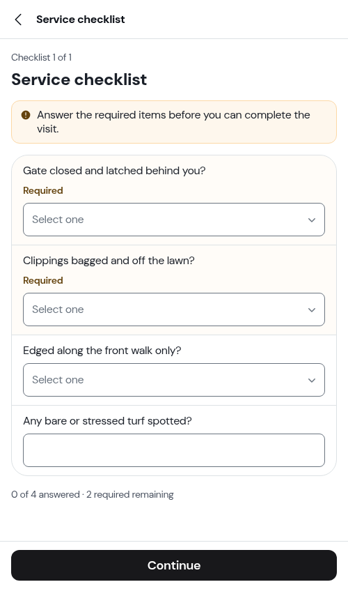 Blocked on a required question