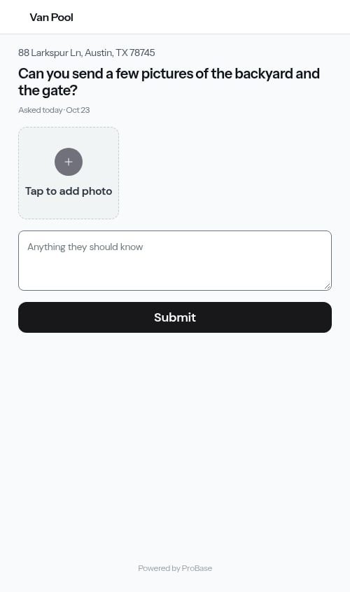 The page the customer opens