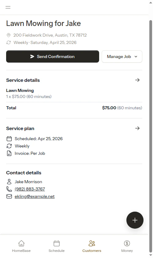Quick actions for a scheduled appointment