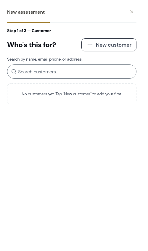 Assessment modal over the dashboard