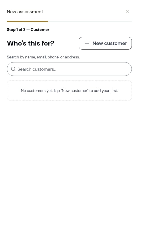 Assessment modal over the dashboard