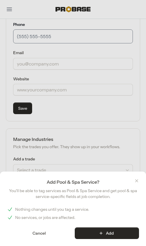 Confirm adding a trade