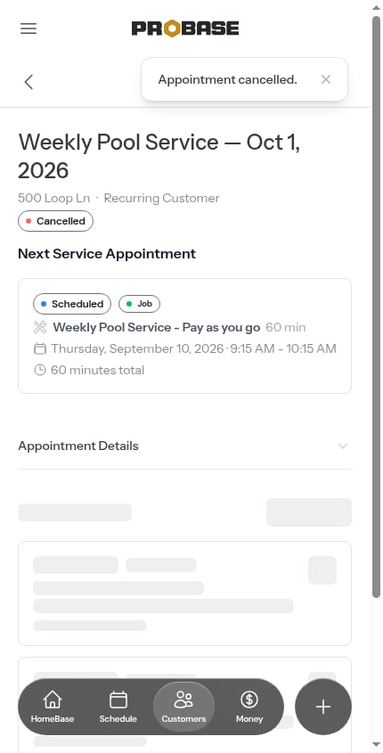 A cancelled visit with the next visit in the chain still scheduled