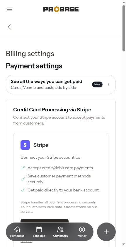 The Venmo, Cash App and PayPal sections on the Payments page