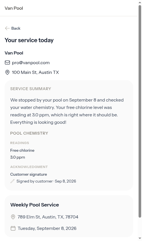 Checklist service report