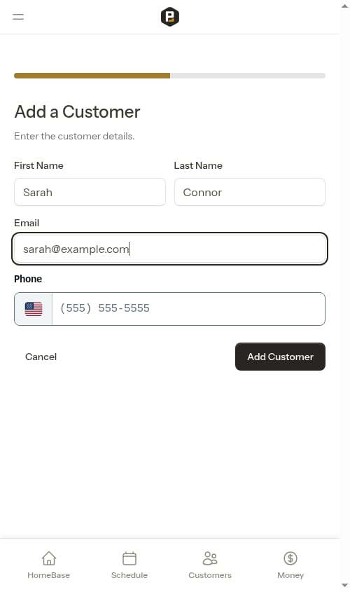 New customer filled