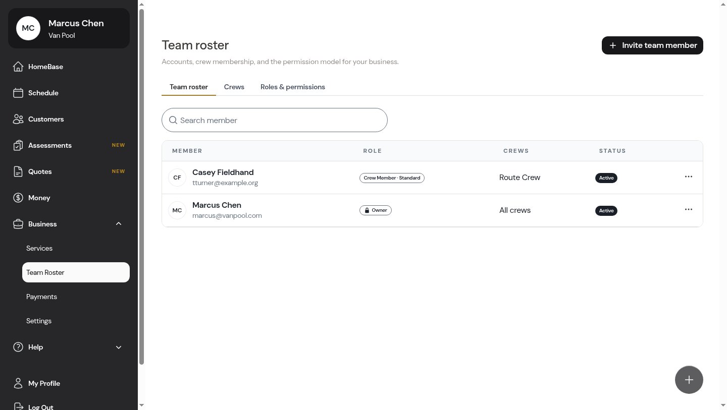 The Invite team member button on the Team Roster