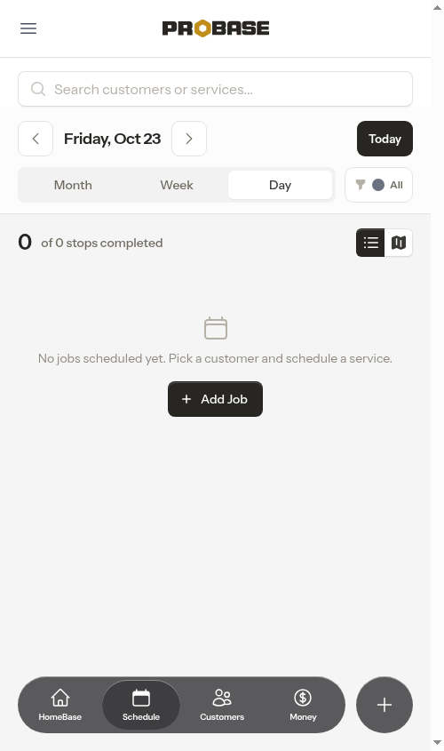 Empty day prompting you to add a job