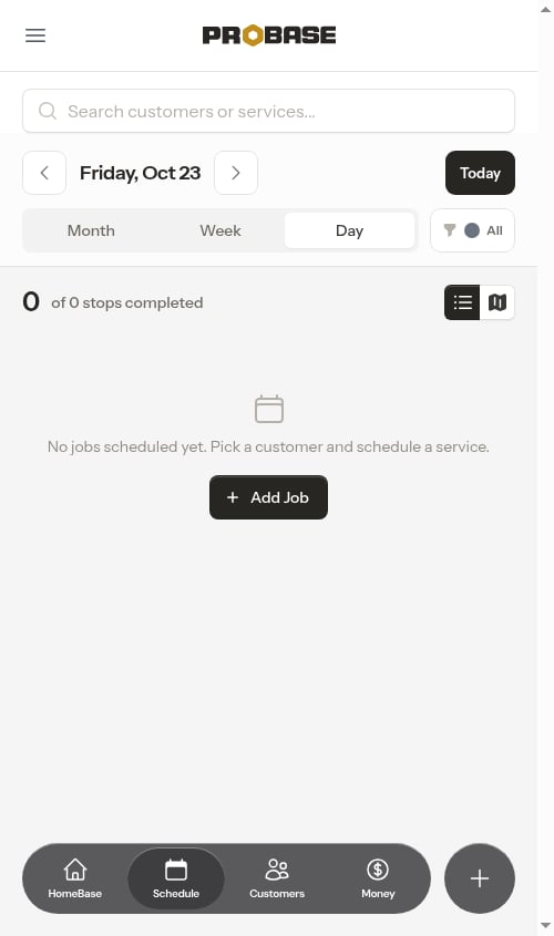 Empty day prompting you to add a job