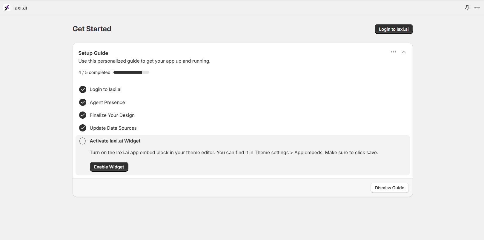 Enable Laxi.ai Widget in Shopify Theme Editor
