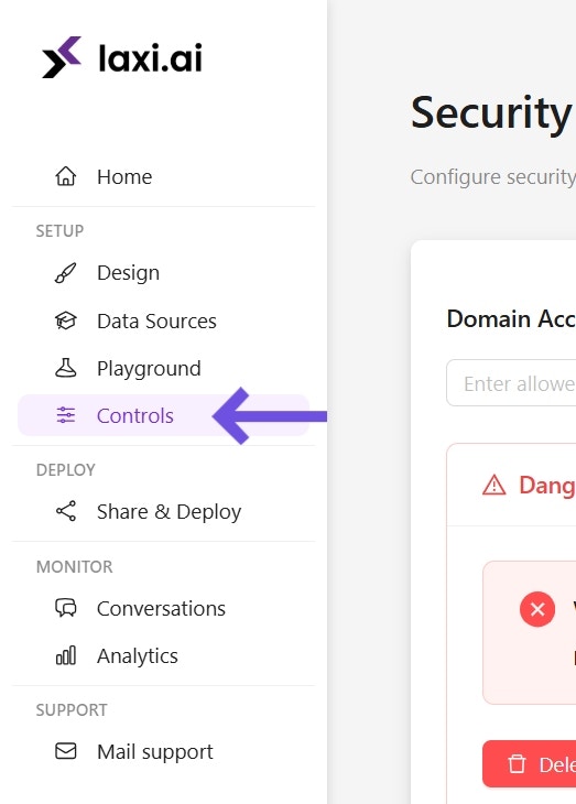 Navigating to Model Controls in Laxi.ai
