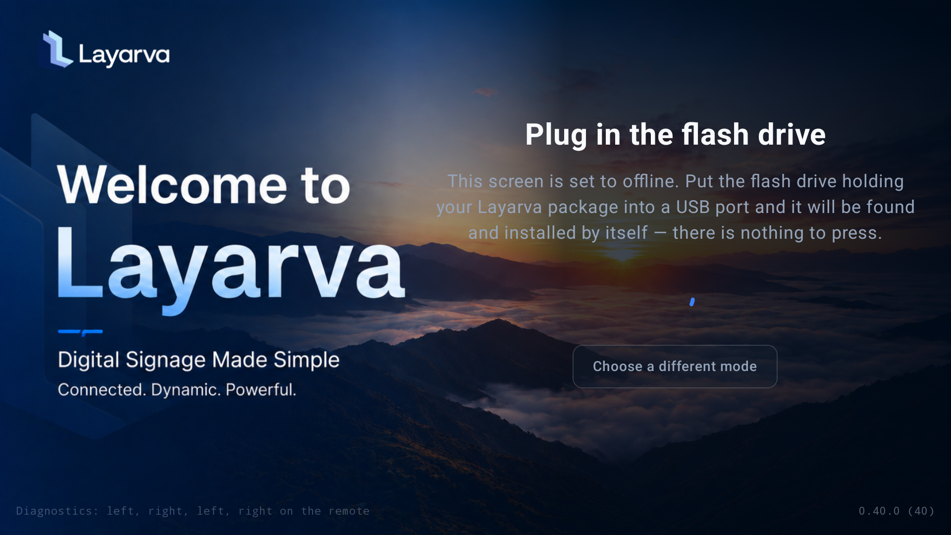 Android Player Offline mode waiting for a flash drive containing a Layarva package