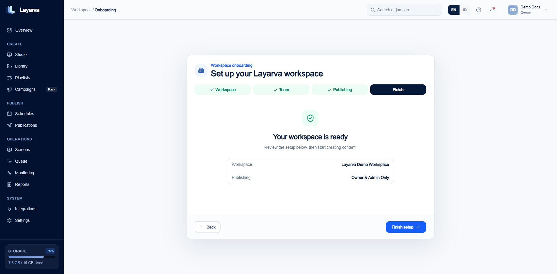 Final workspace onboarding review