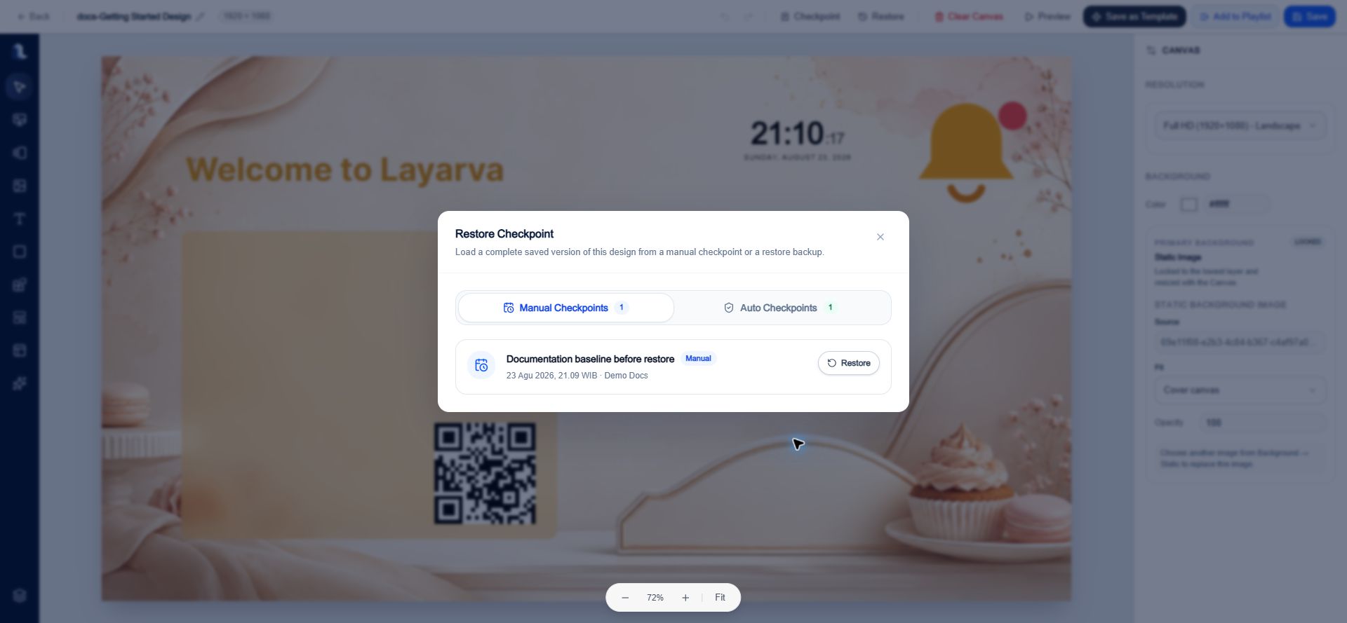 Restore Checkpoint history with manual and automatic checkpoints