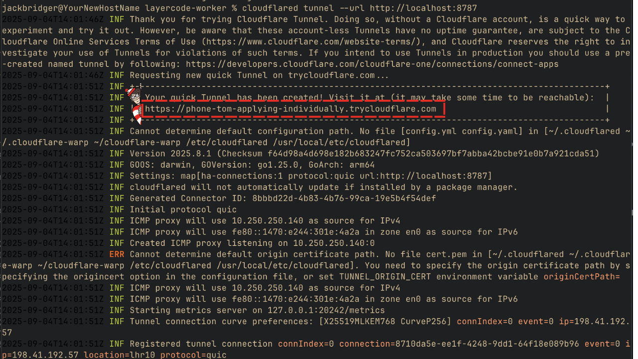 Cloudflared logs output