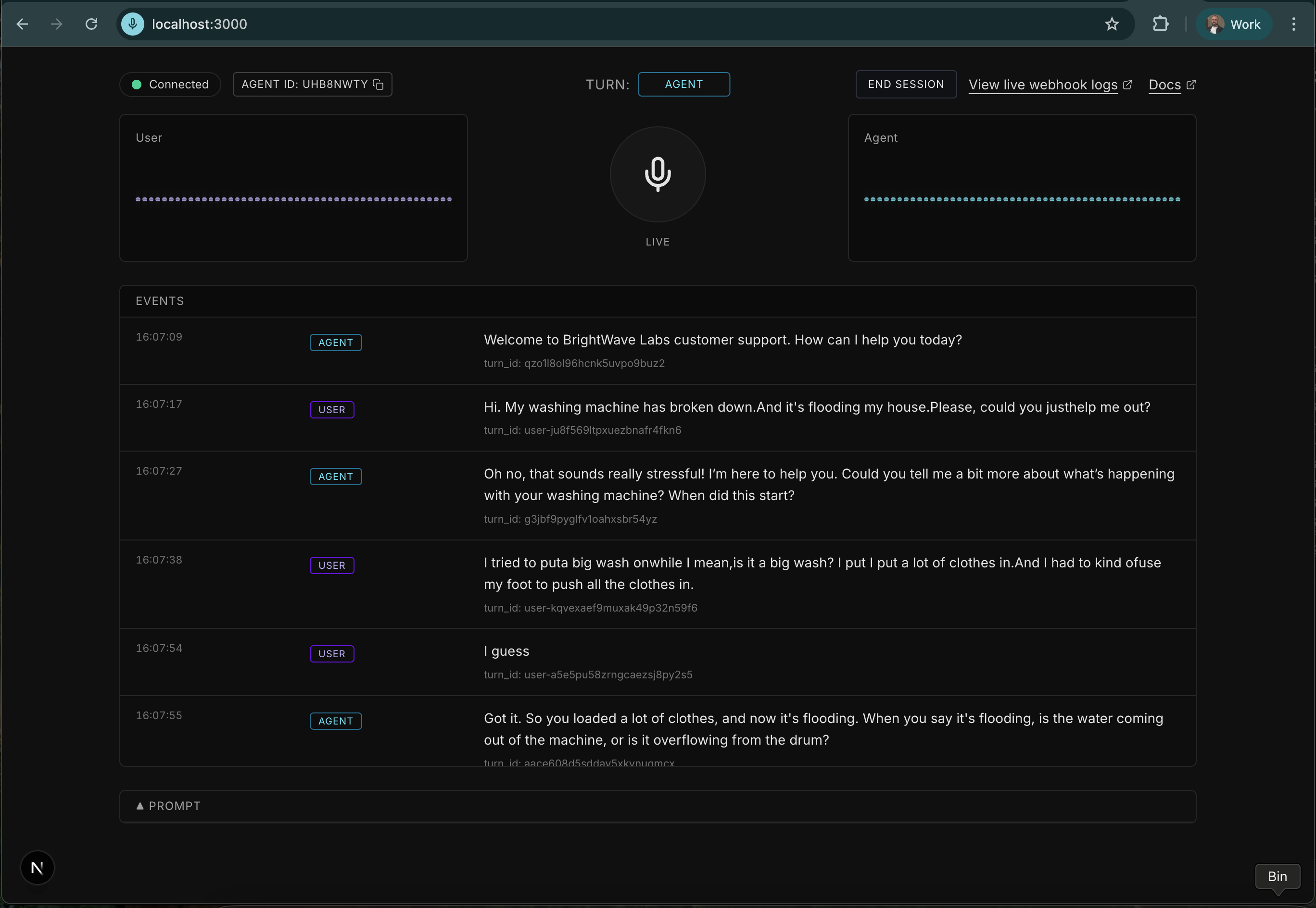 Layercode running a conversation