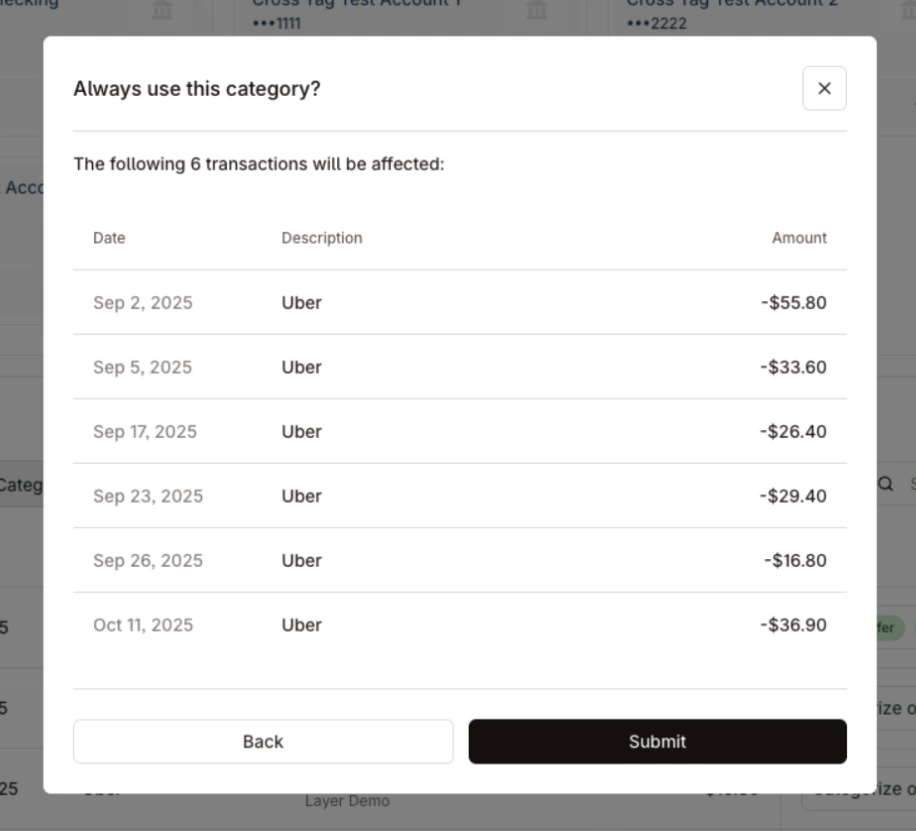 Categorization Rule Suggestion Preview