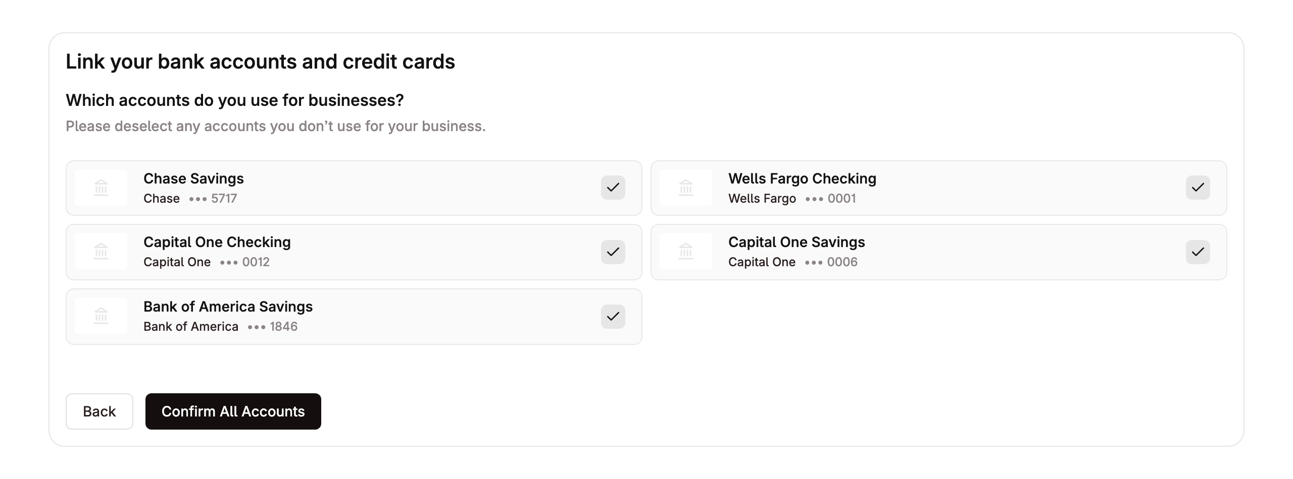 Confirming business accounts