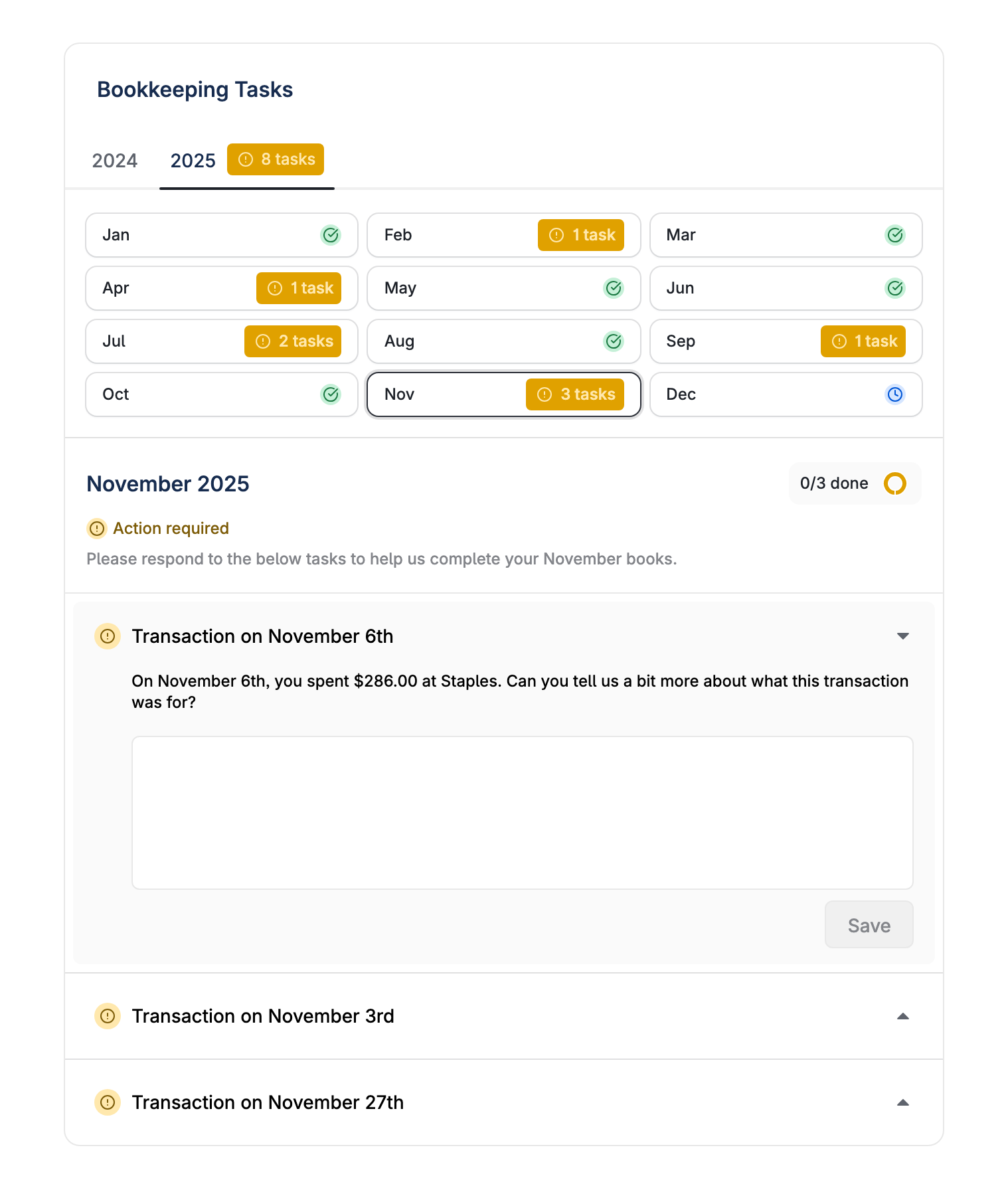 Tasks component