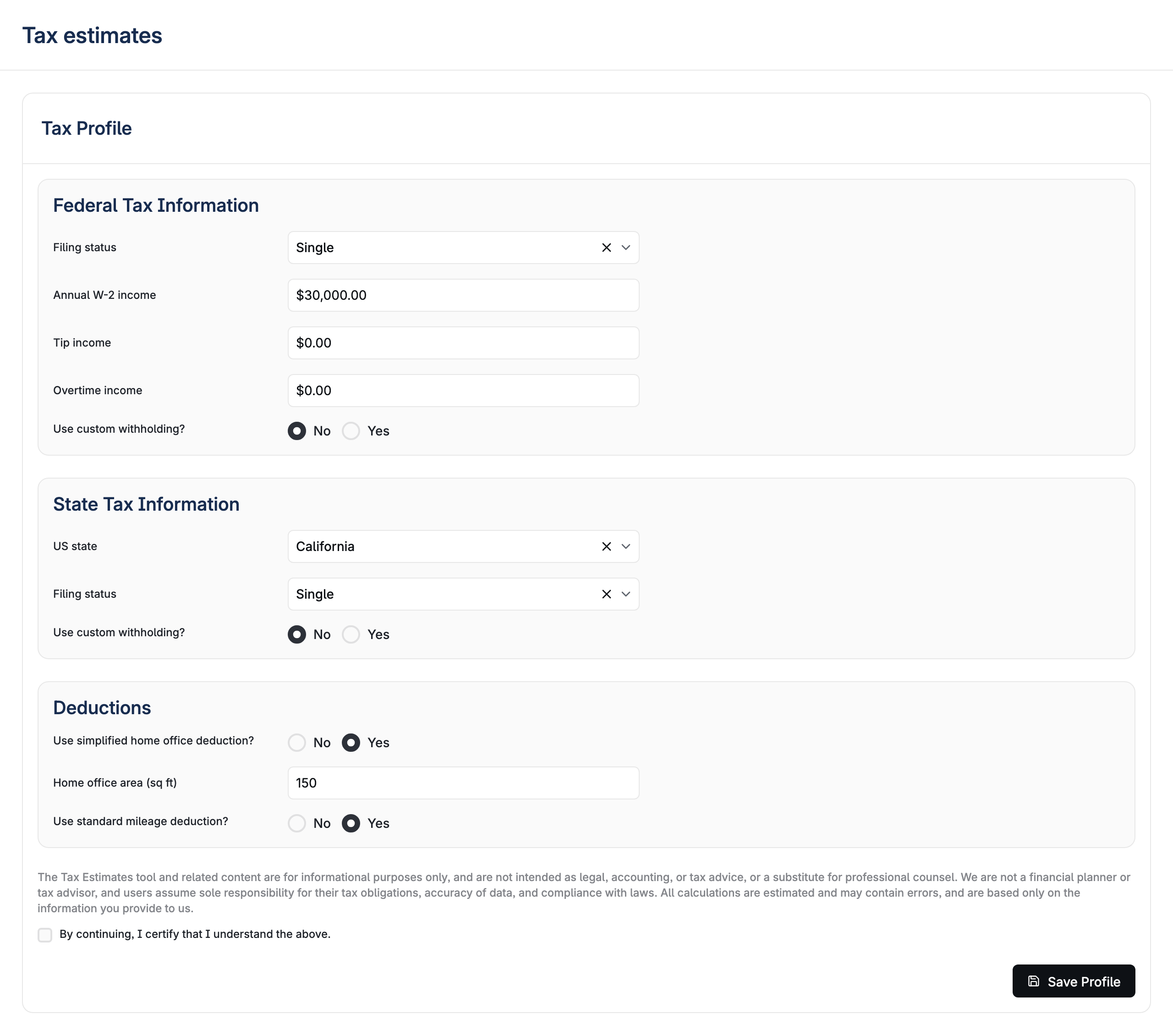 Tax Profile