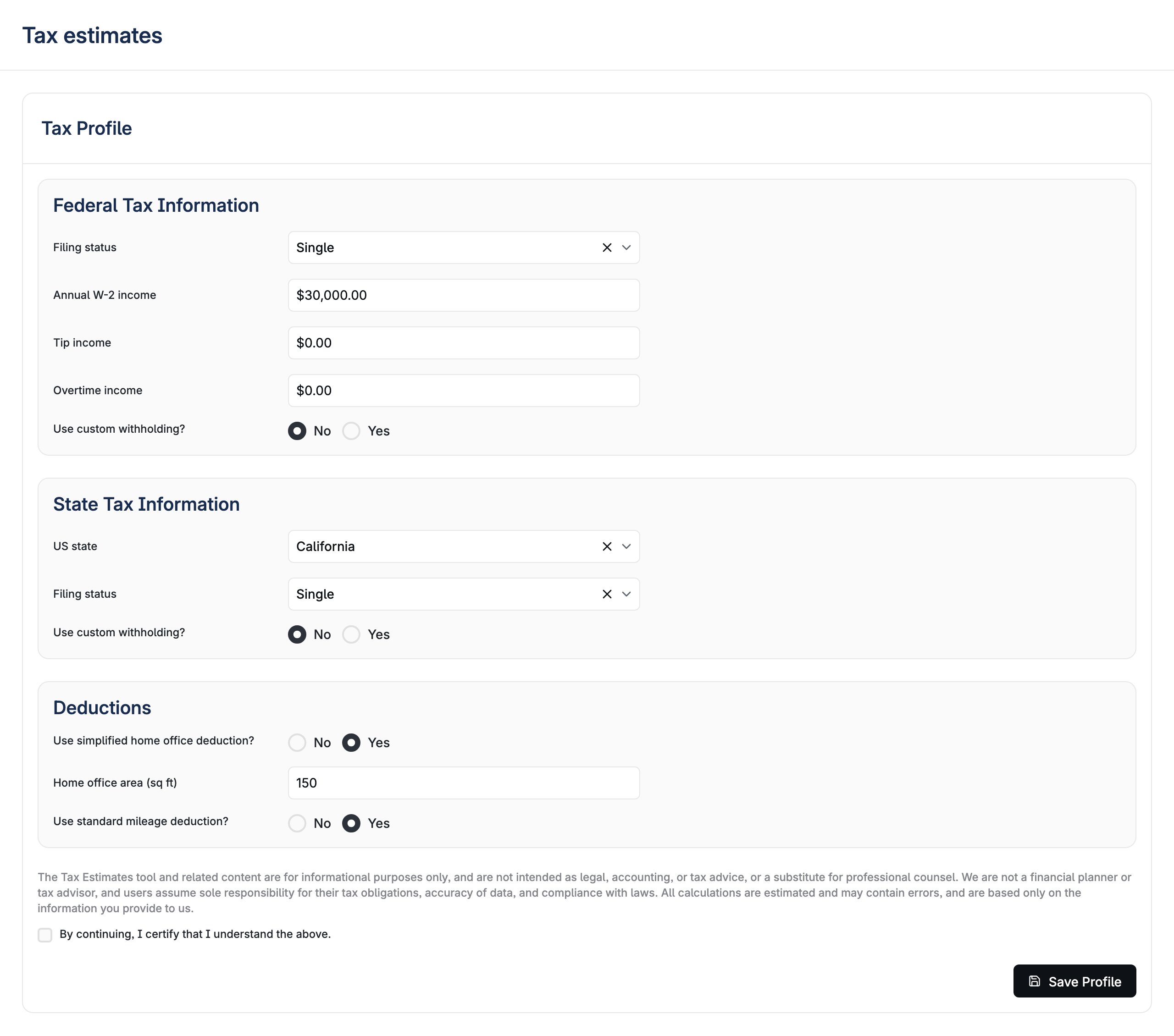 Tax Profile