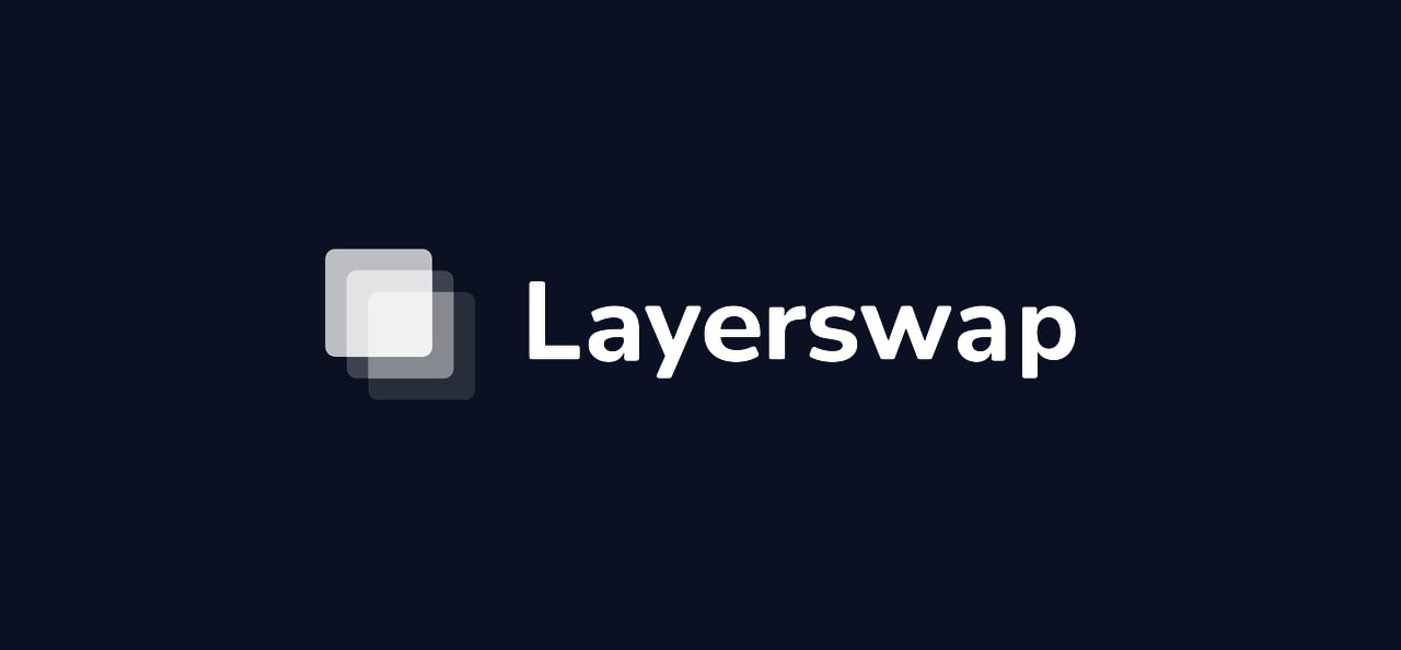 Layerswap white logo on dark background