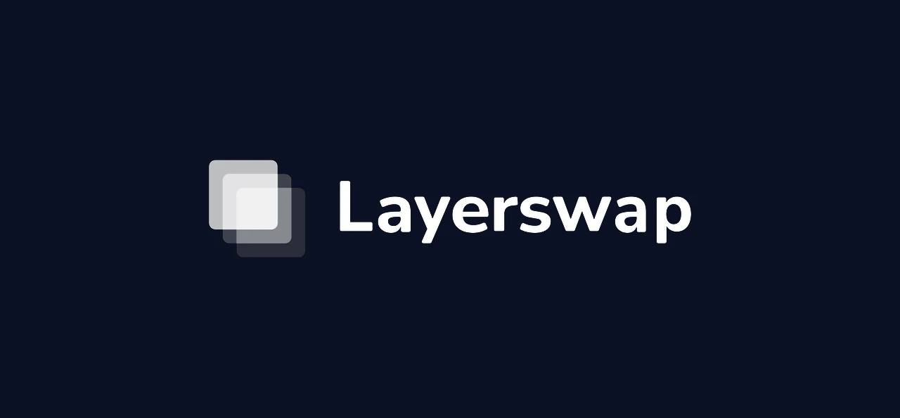 Layerswap white logo on dark background