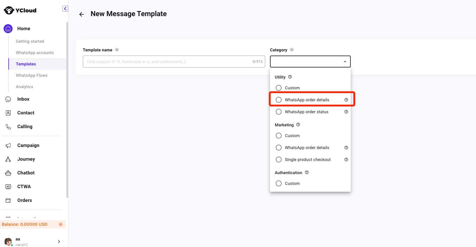 YCloud product screenshot