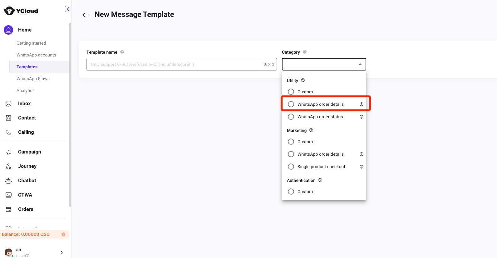 YCloud product screenshot