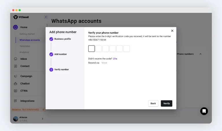 Captura de pantalla del producto YCloud