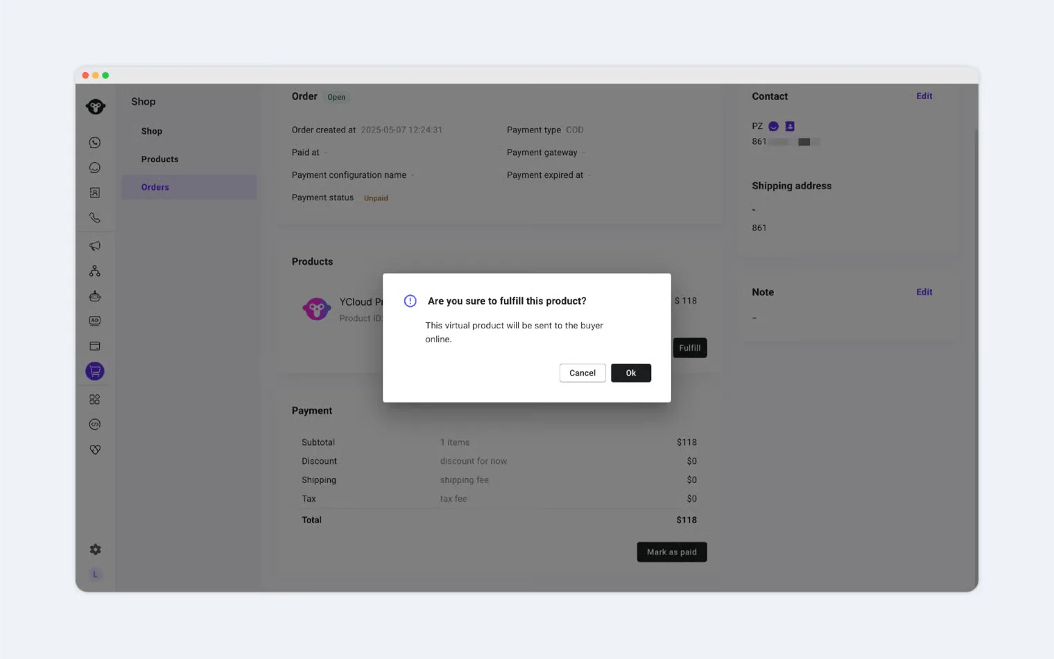 Digital product fulfillment confirmation