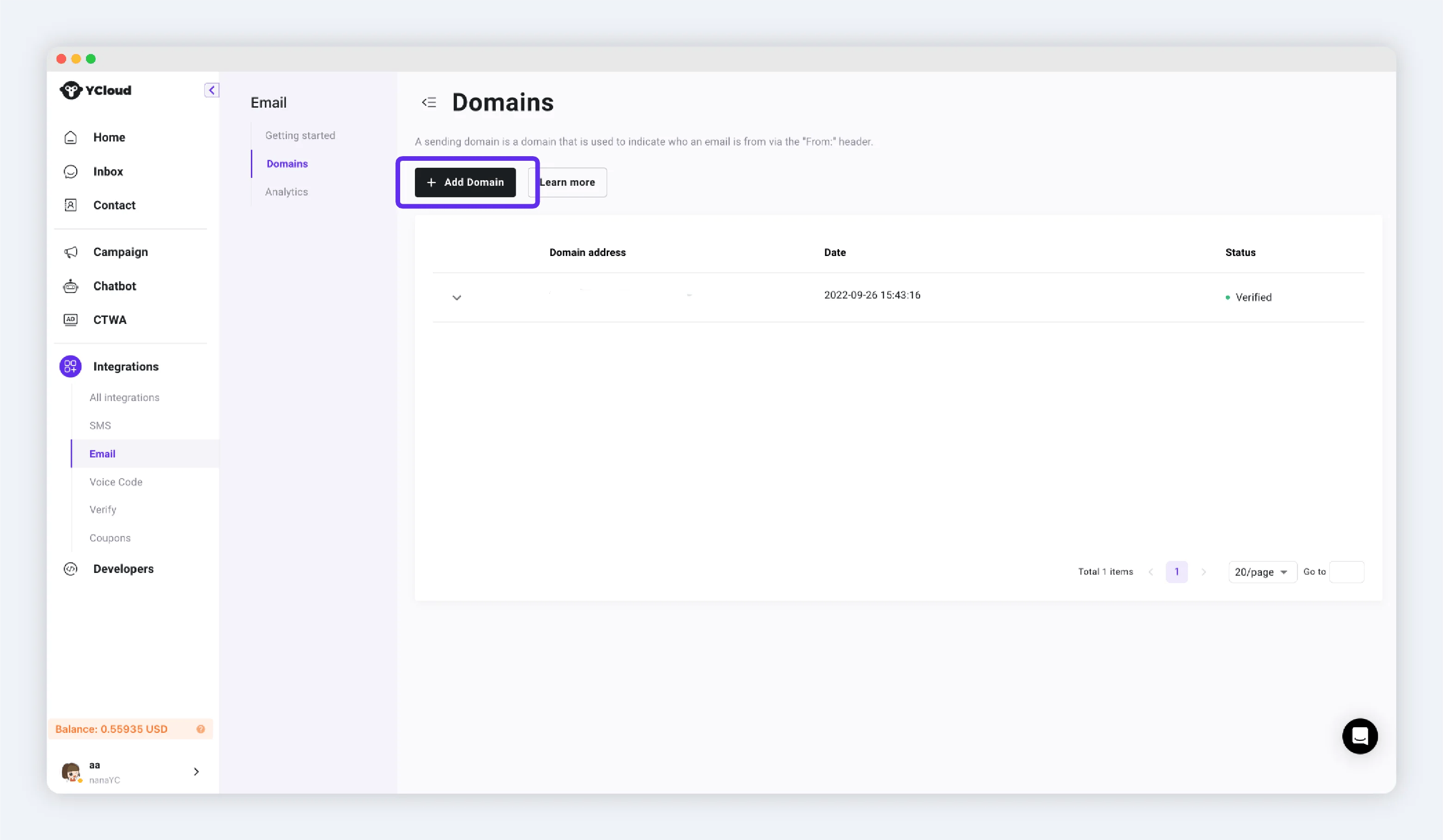 YCloud product screenshot