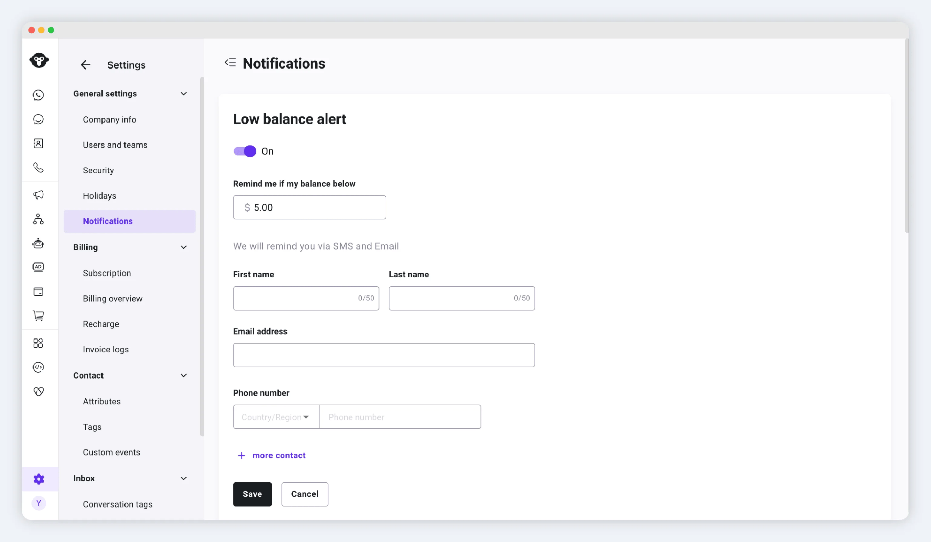 YCloud product screenshot