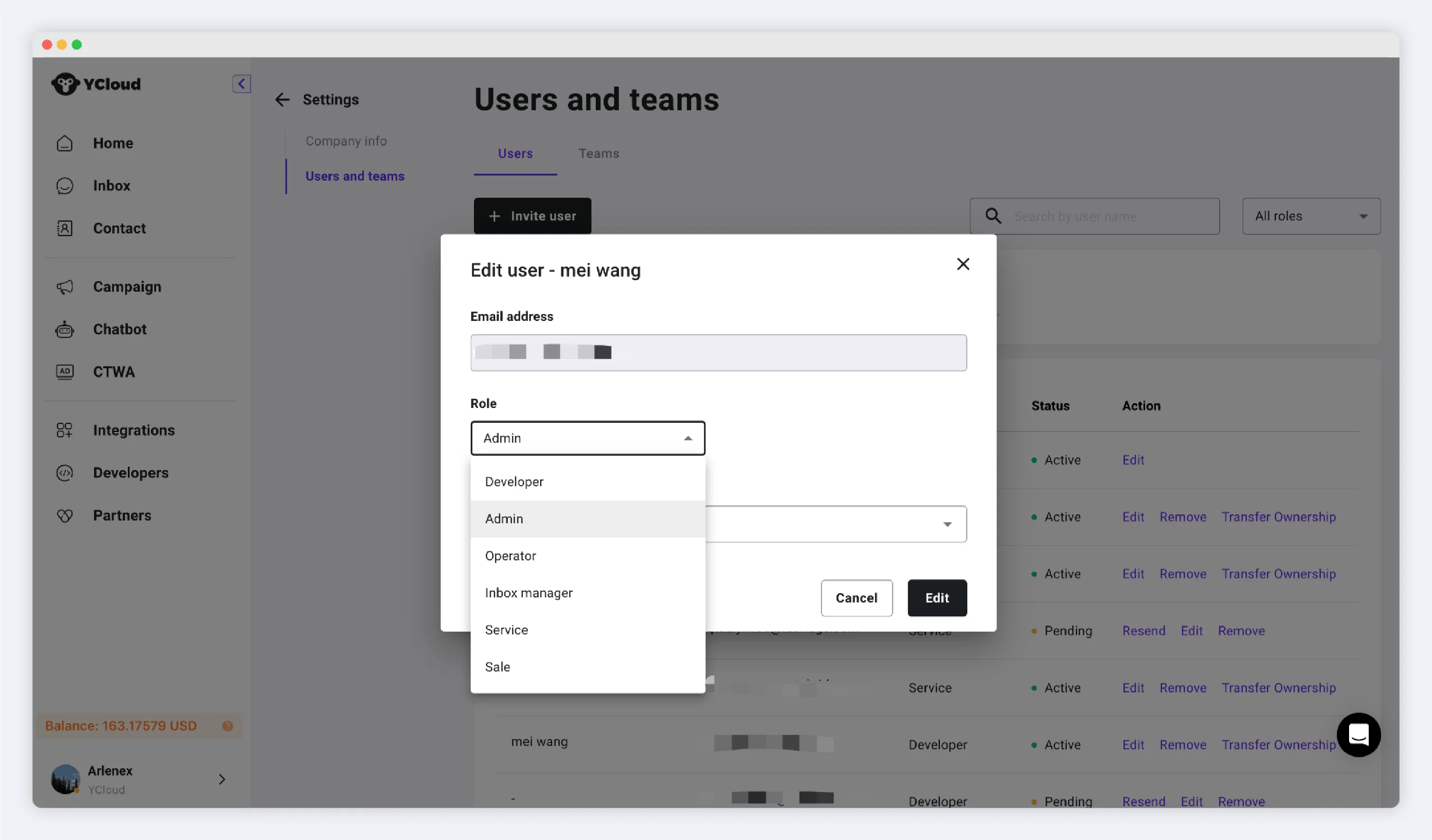 YCloud product screenshot