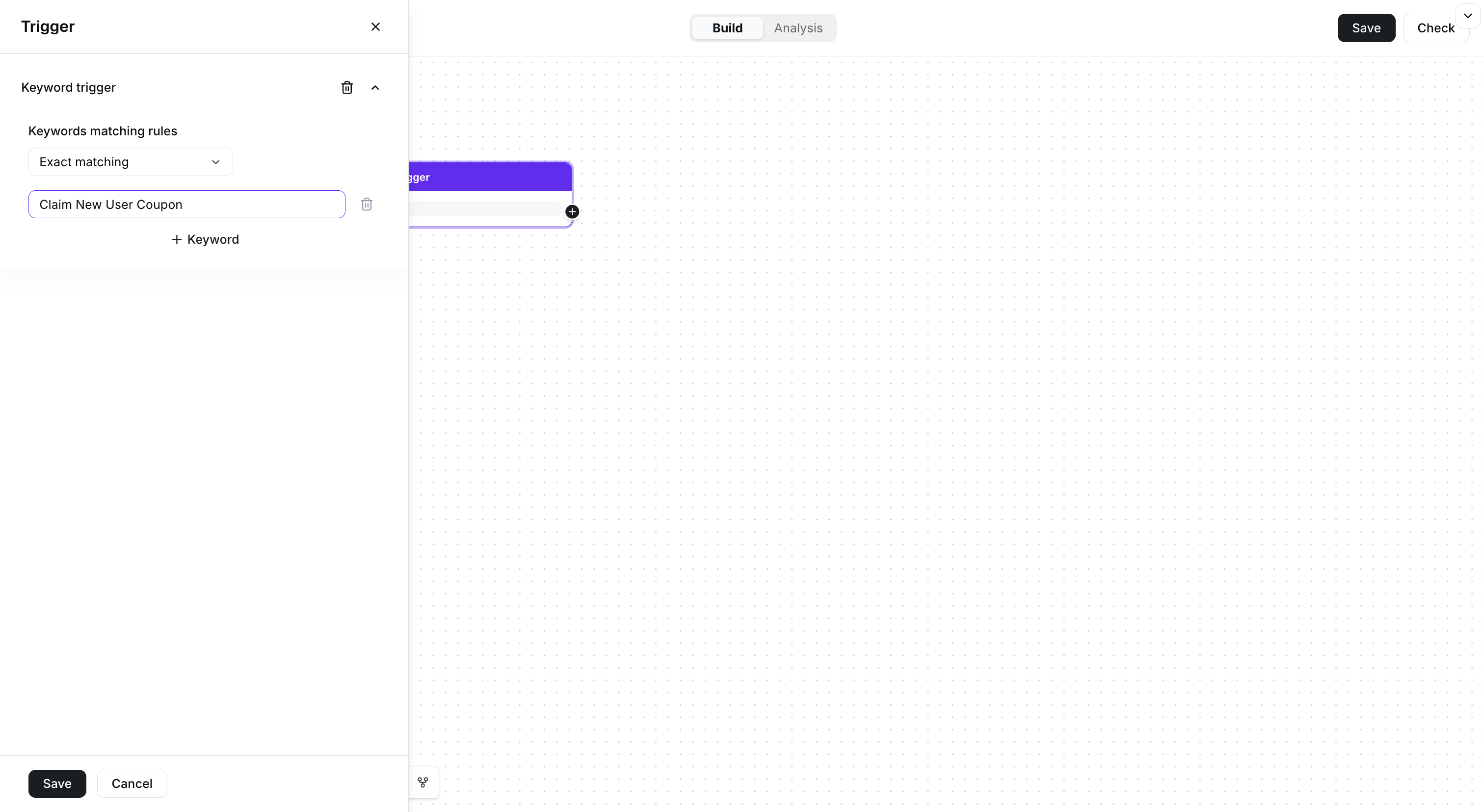 Exact matching for the Claim New User Coupon keyword