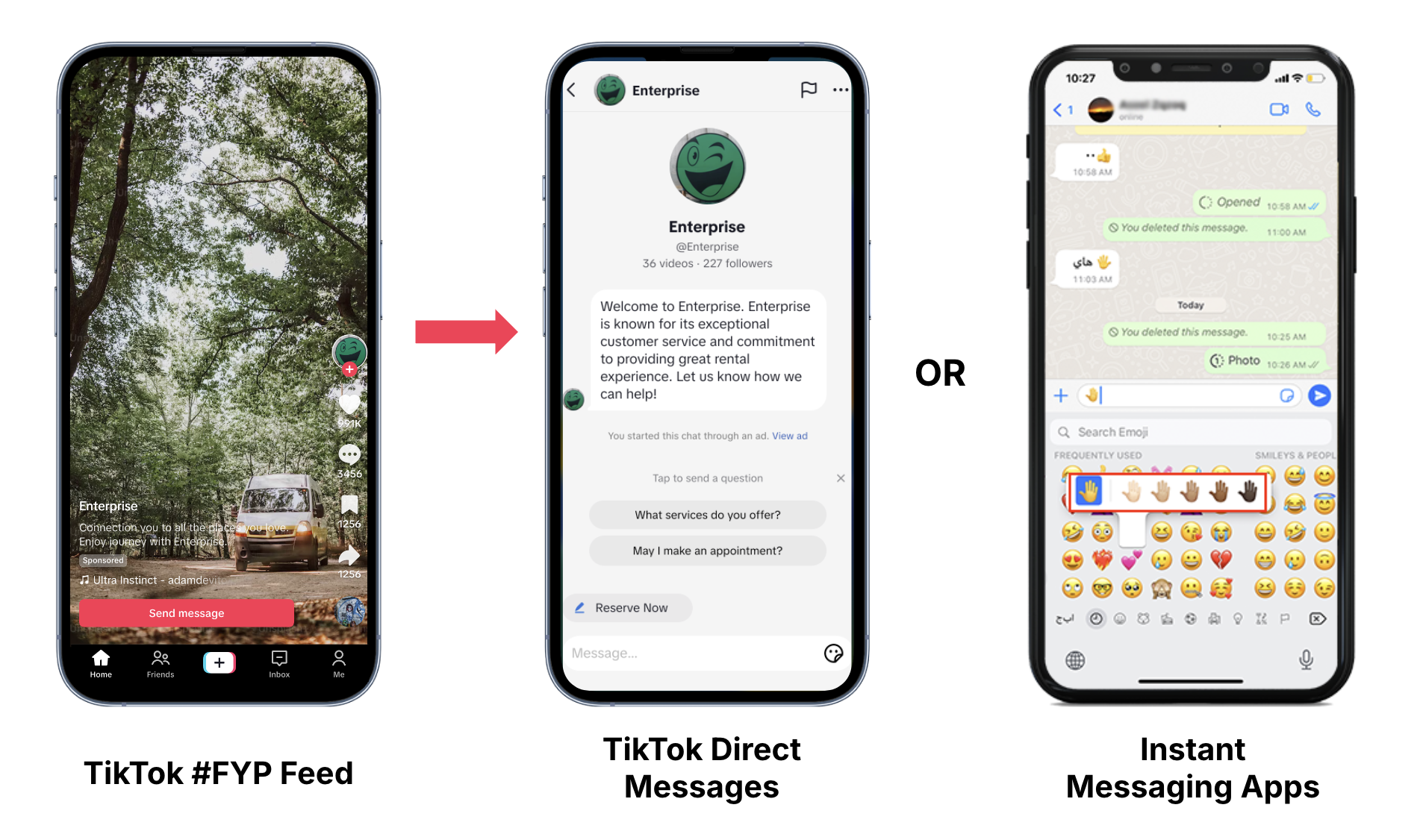 Официальная иллюстрация TikTok: реклама Direct Messaging Ads и Instant Messaging Ads