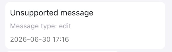 An unsupported Inbox message with the message type edit
