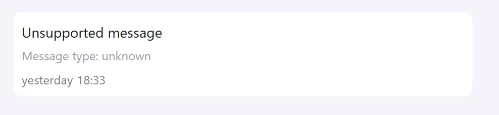 An unsupported Inbox message with an unknown message type