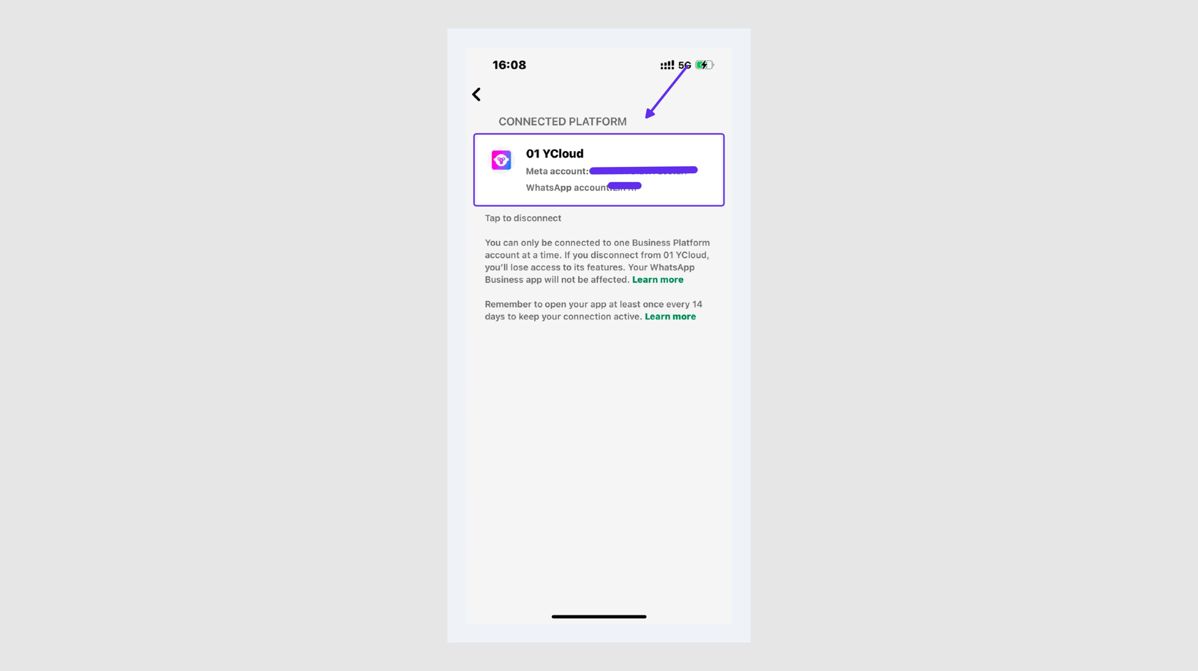 Open connected business platforms in the WhatsApp Business app on iOS