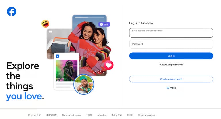 Meta authorization sign-in page.