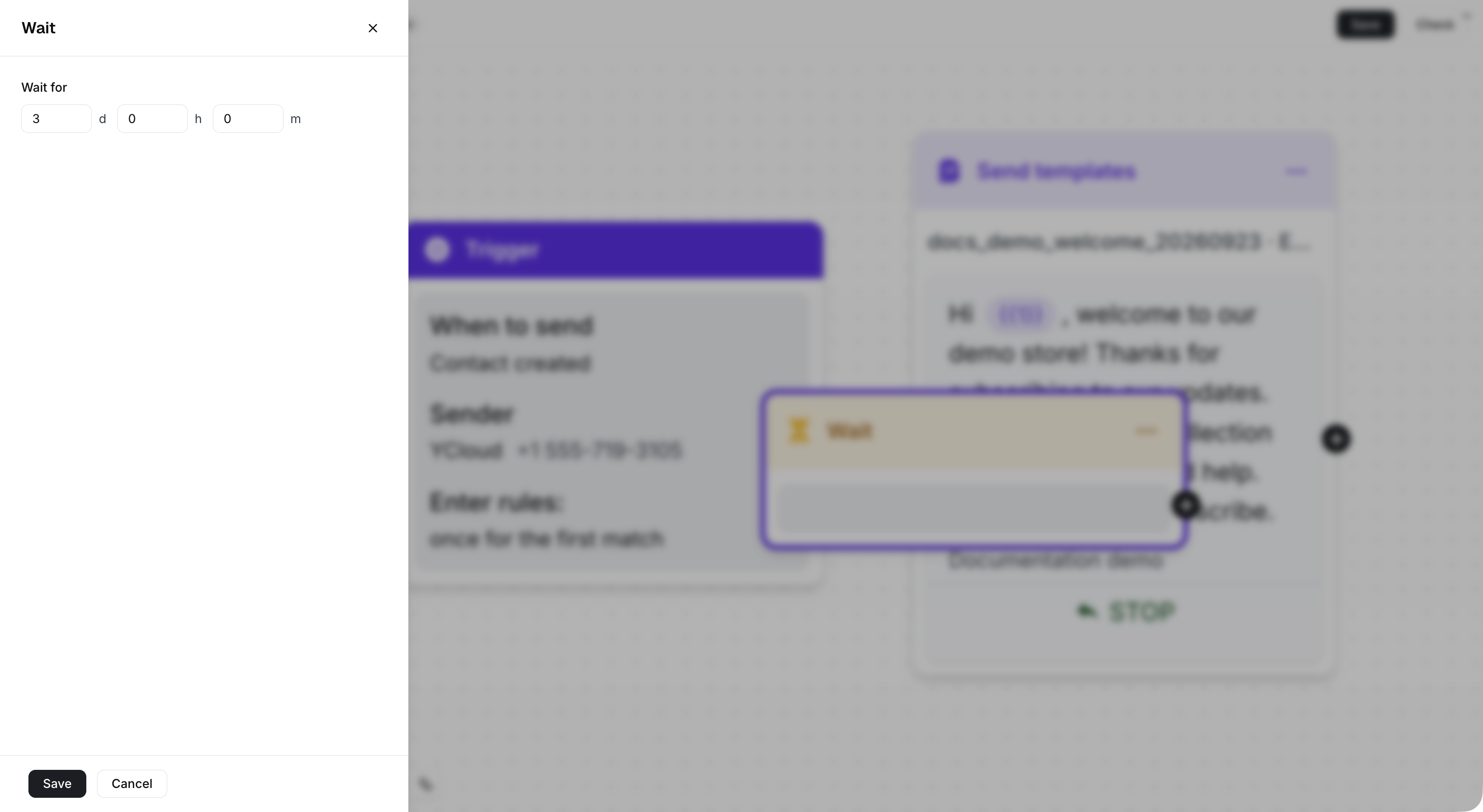 Wait settings within the Journey canvas.