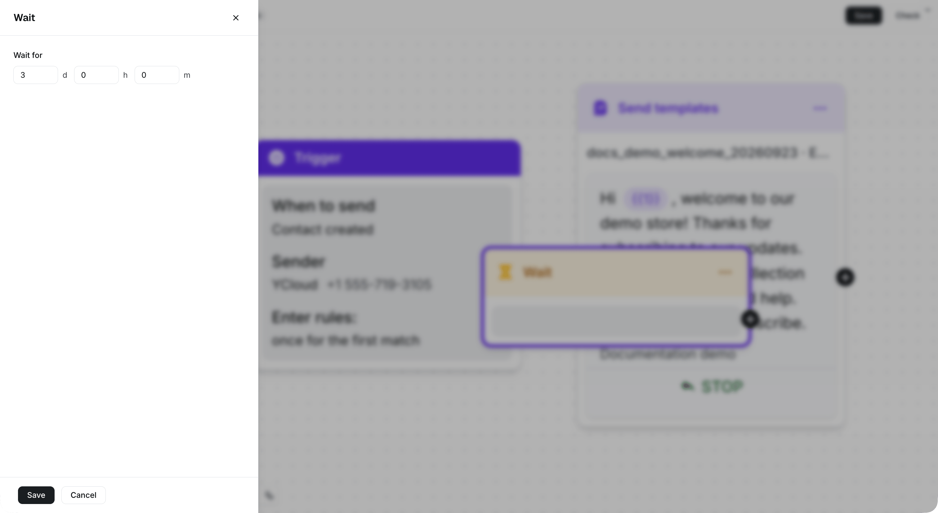 Wait settings within the Journey canvas.