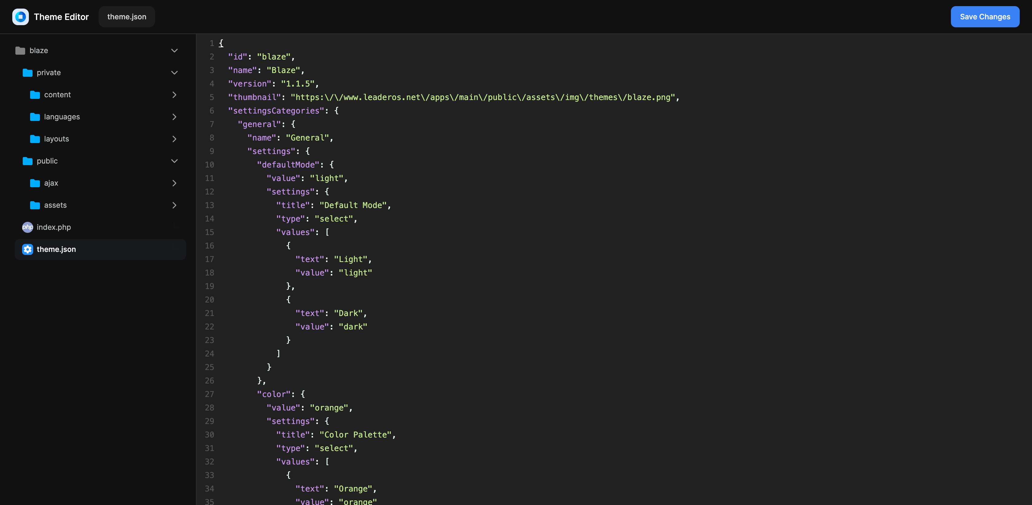 Theme Editor - LeaderOS Documentation