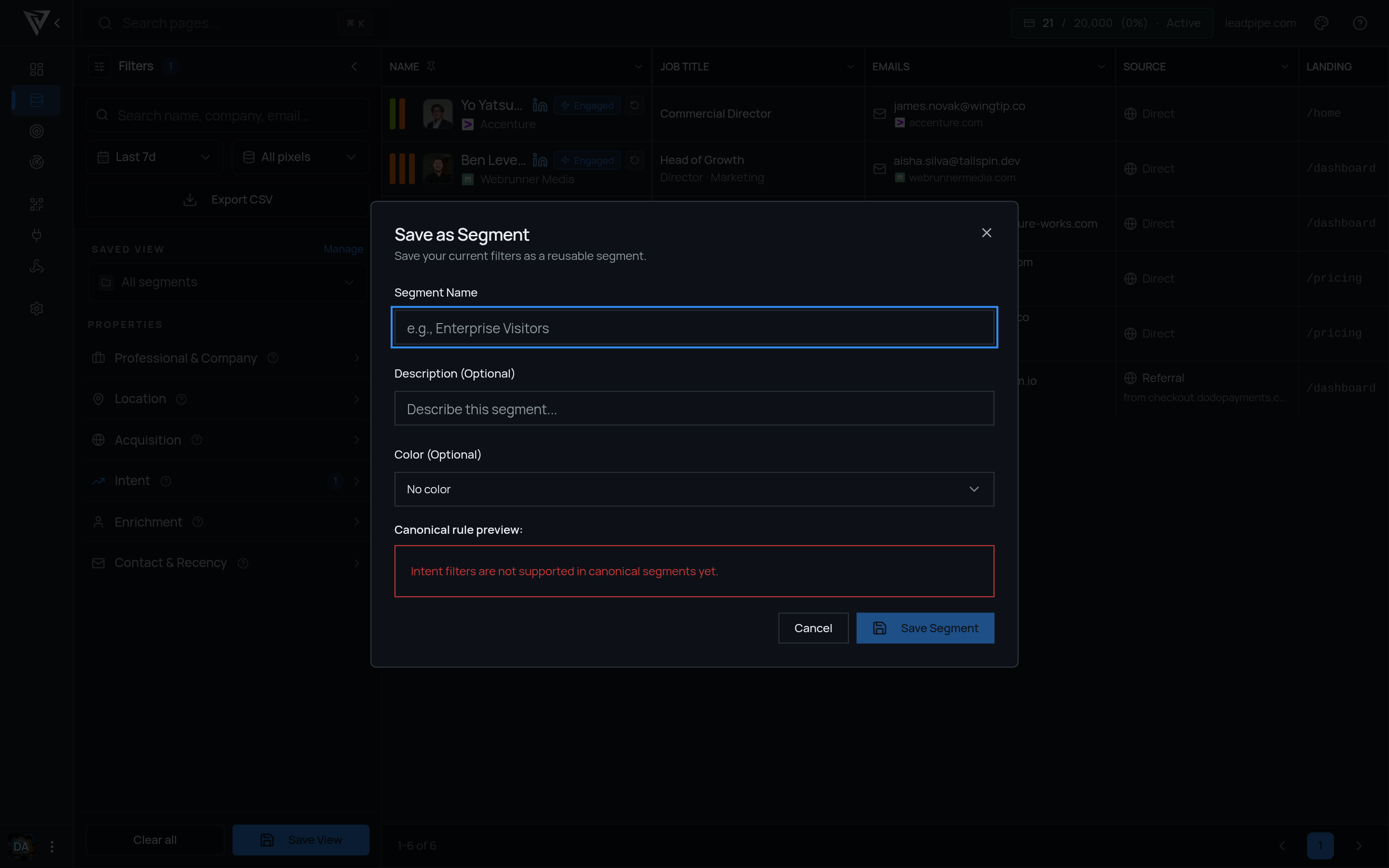 Save as Segment dialog