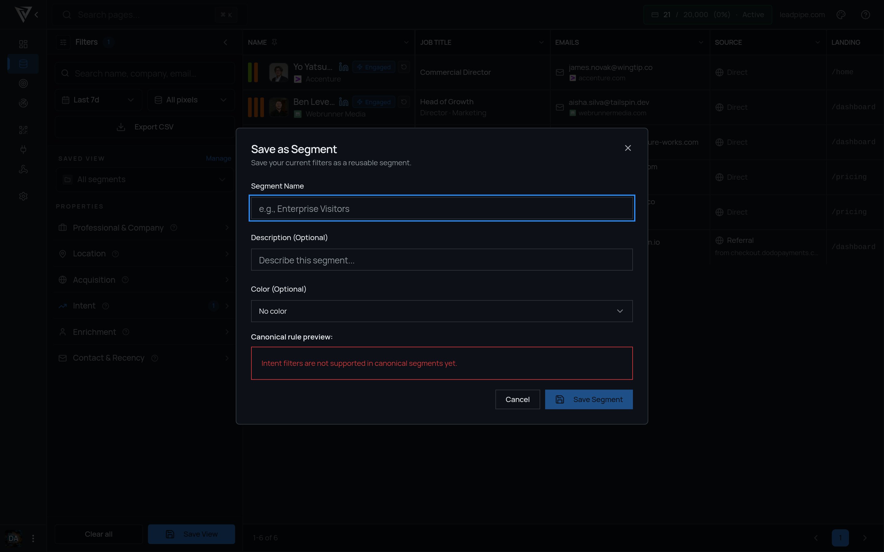 Save as Segment dialog