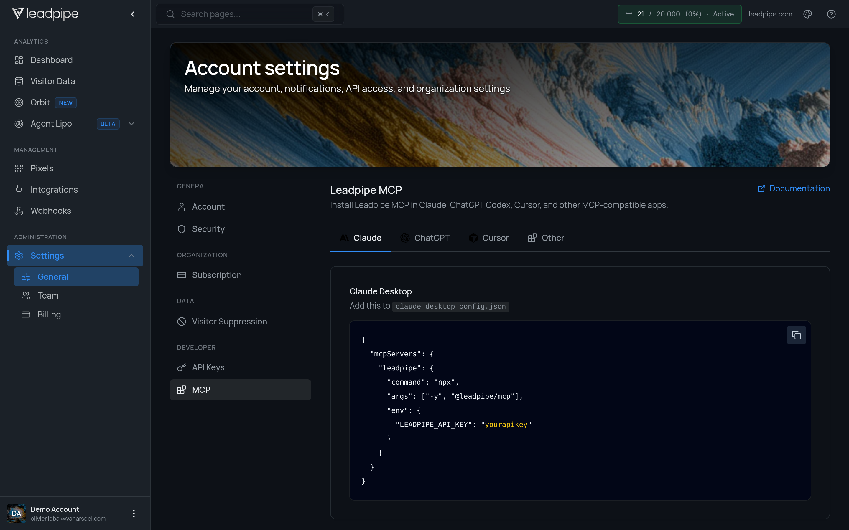 Leadpipe MCP settings